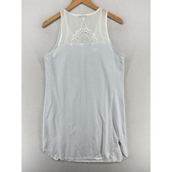 FERAUD PARIS Nightgown L V-Neck Striped Sleeveless Sleepwear Slip Dress Blue - Picture 2 of 16